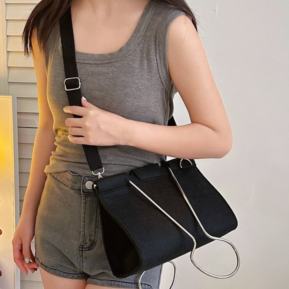 Women Fashion Fun - Large-Capacity Felt Binder Clip Crossbody Bag