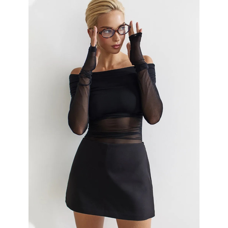 Women  Mesh Off Shoulder Top S - Crop Top Women 리뷰 및 가격
