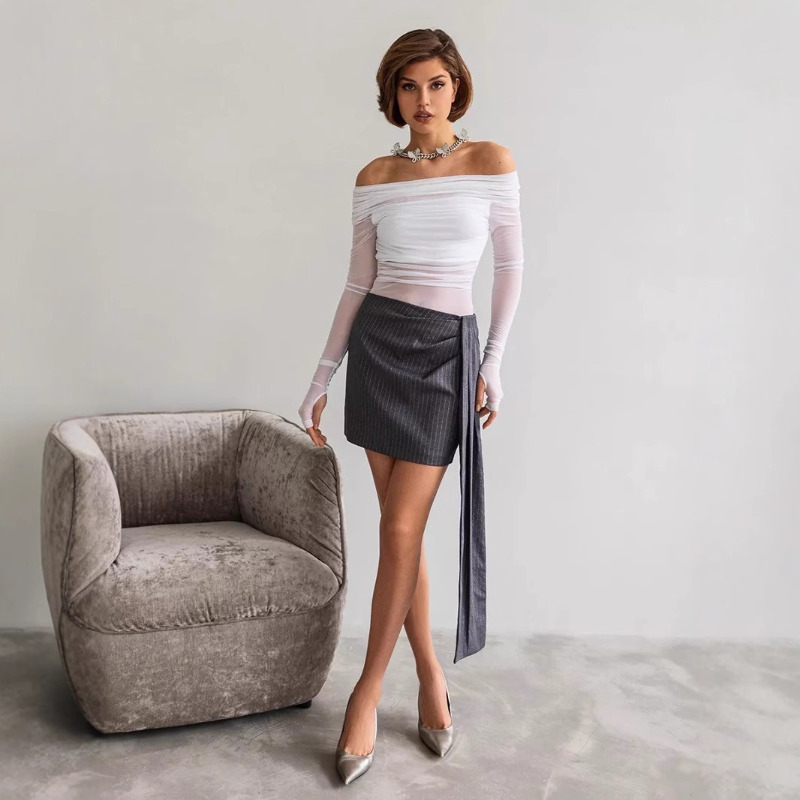 Women  Mesh Off Shoulder Top S - Crop Top Women 리뷰 및 가격