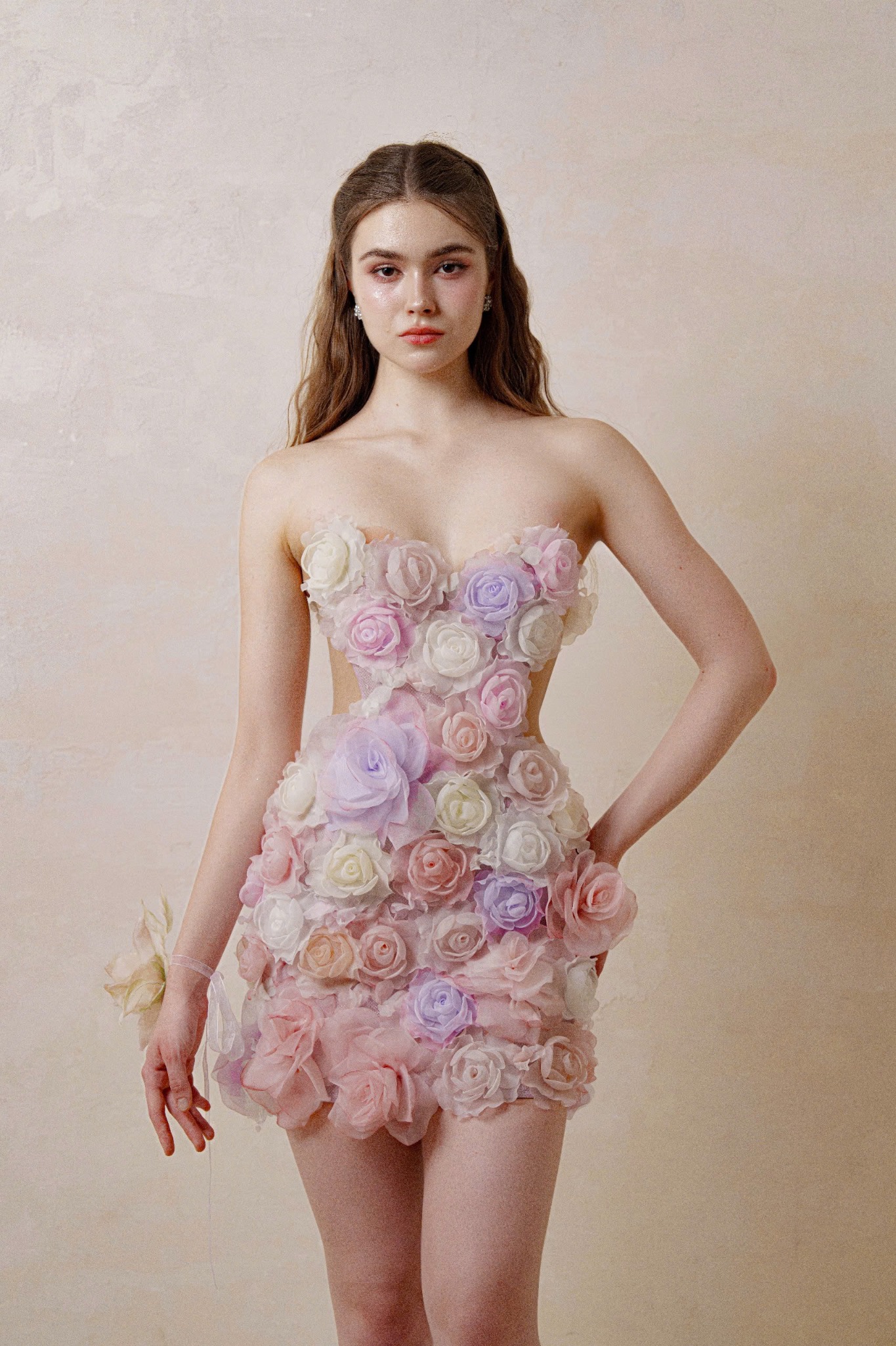 3D Floral Organza Mini Dress S - Ruched Dress Mini 리뷰 및 가격