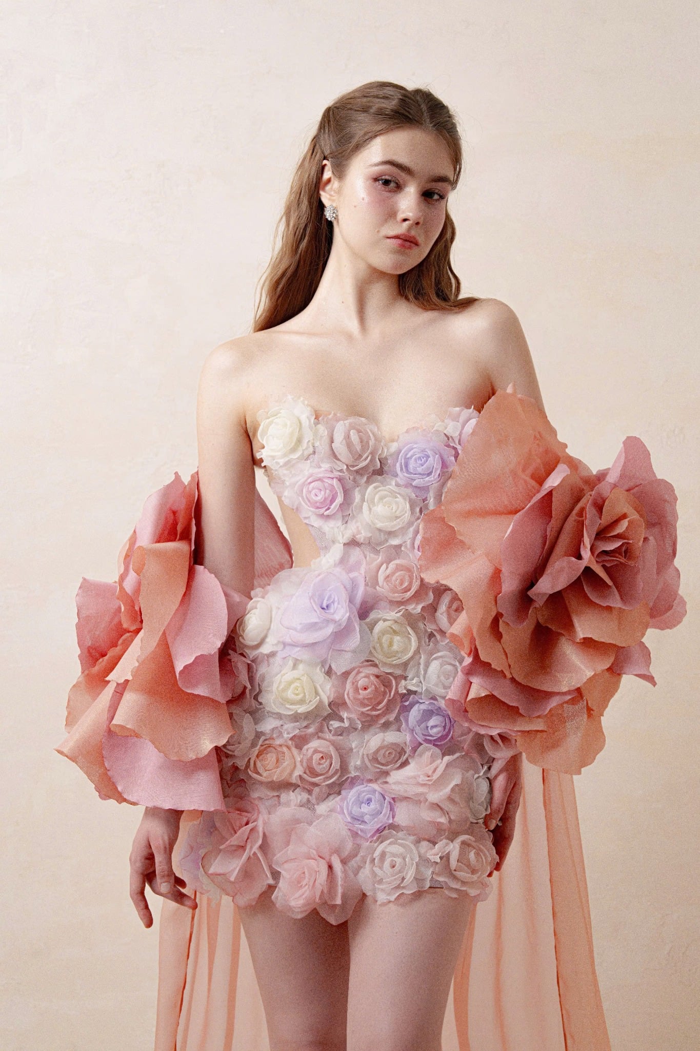3D Floral Organza Mini Dress S - Ruched Dress Mini 리뷰 및 가격