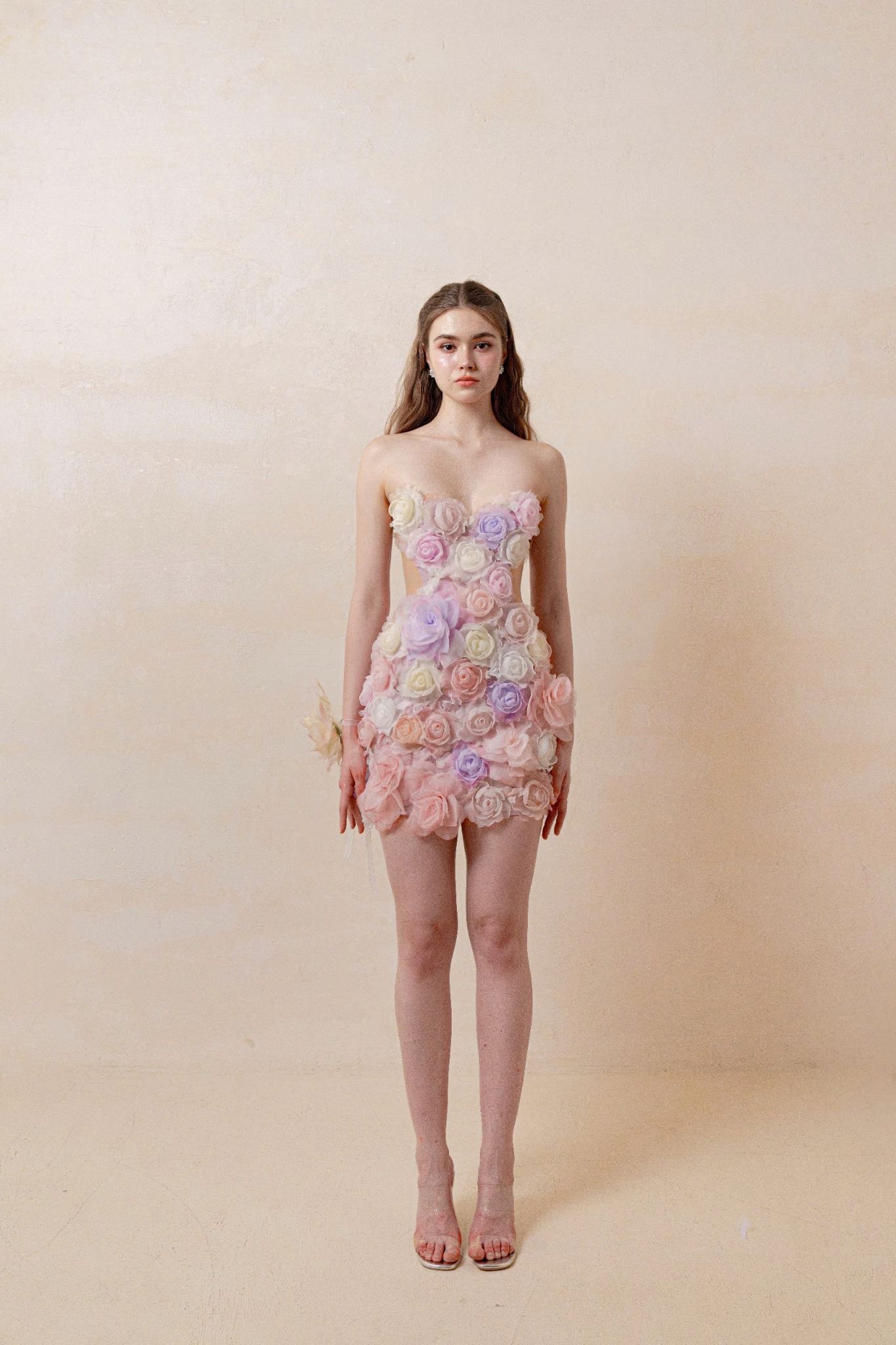 3D Floral Organza Mini Dress S - Ruched Dress Mini 리뷰 및 가격