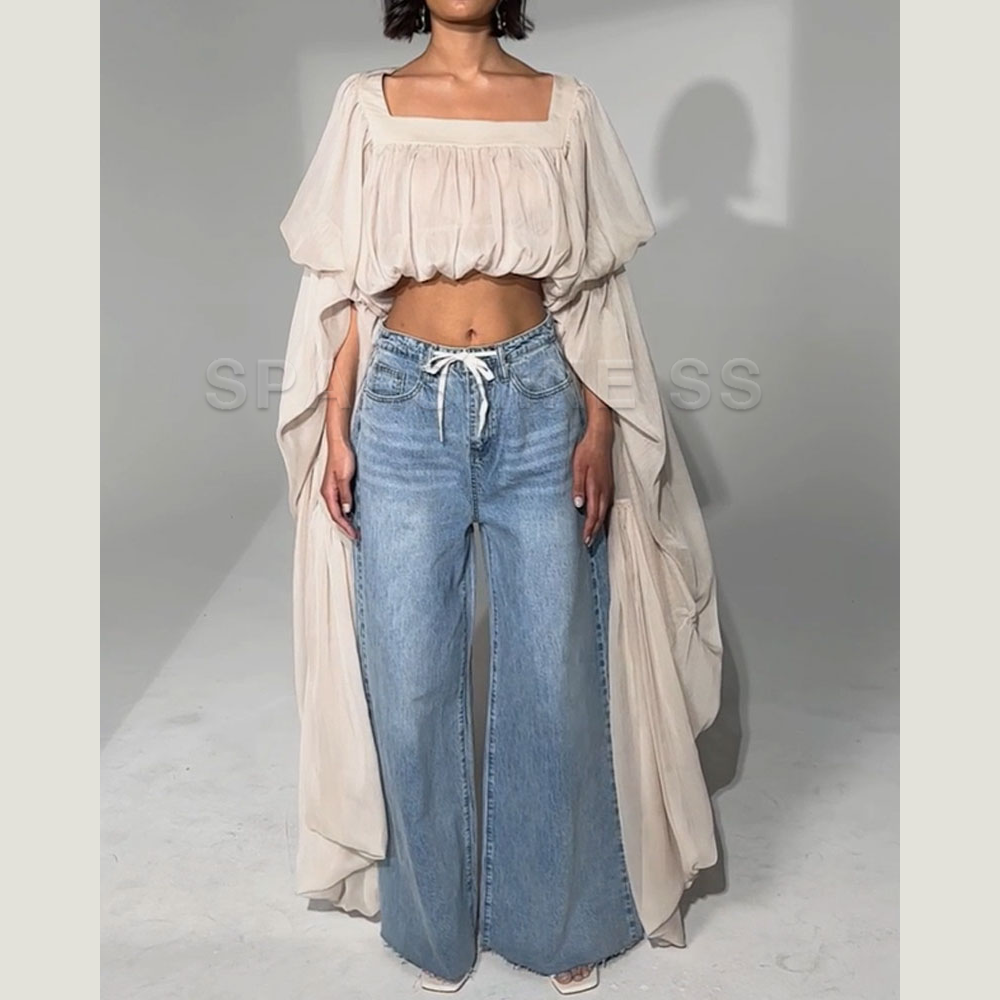 Women Chiffon Crop Top, Puff L - Crop Top Women 리뷰 및 가격