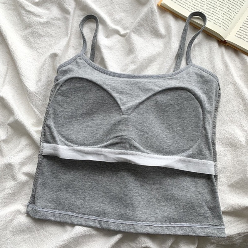 Solid Color Built-in Padded Ba - Crop Top Women 리뷰 및 가격
