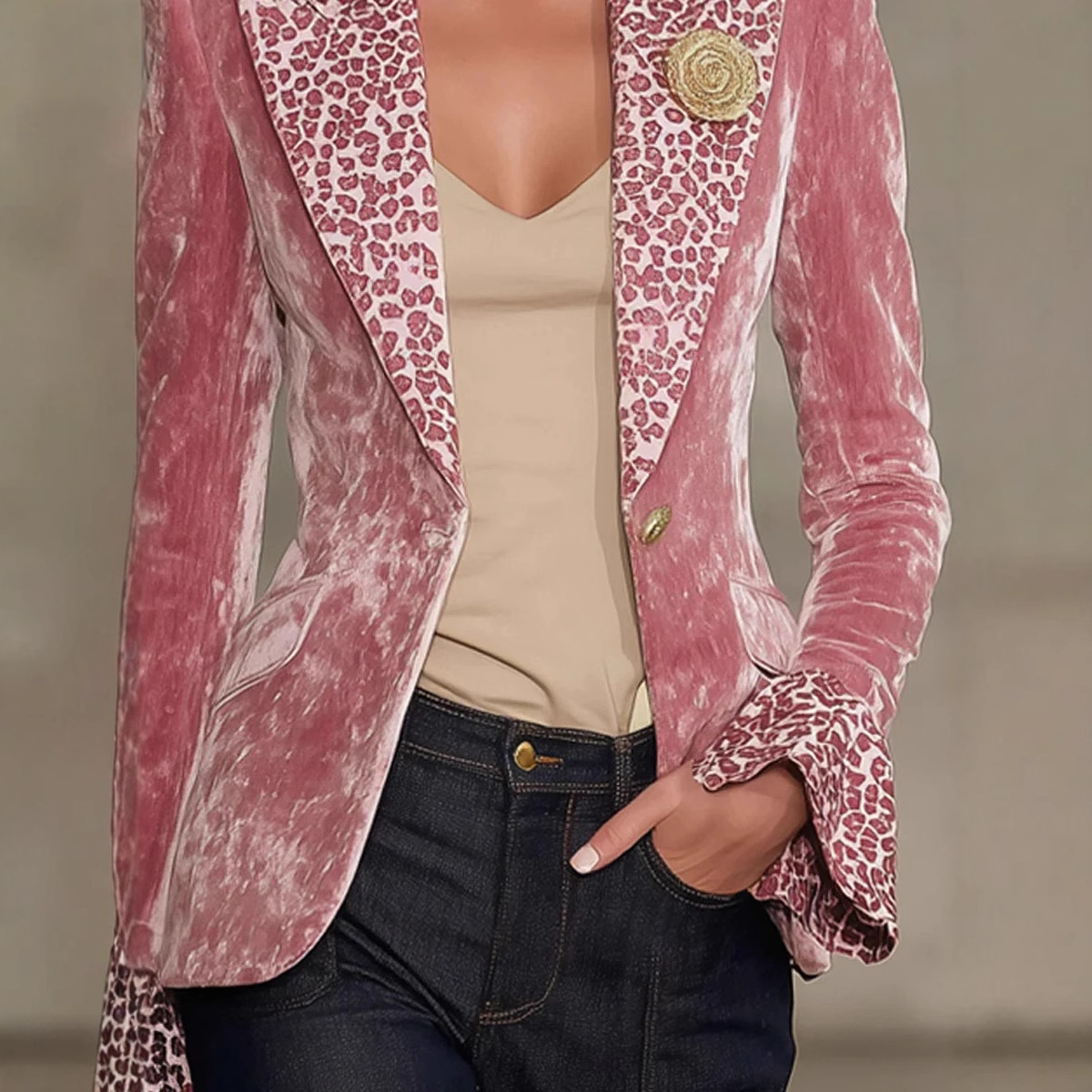 Women Velvet Blazer Leopard Pr - Velvet Blazer Women 리뷰 및 가격