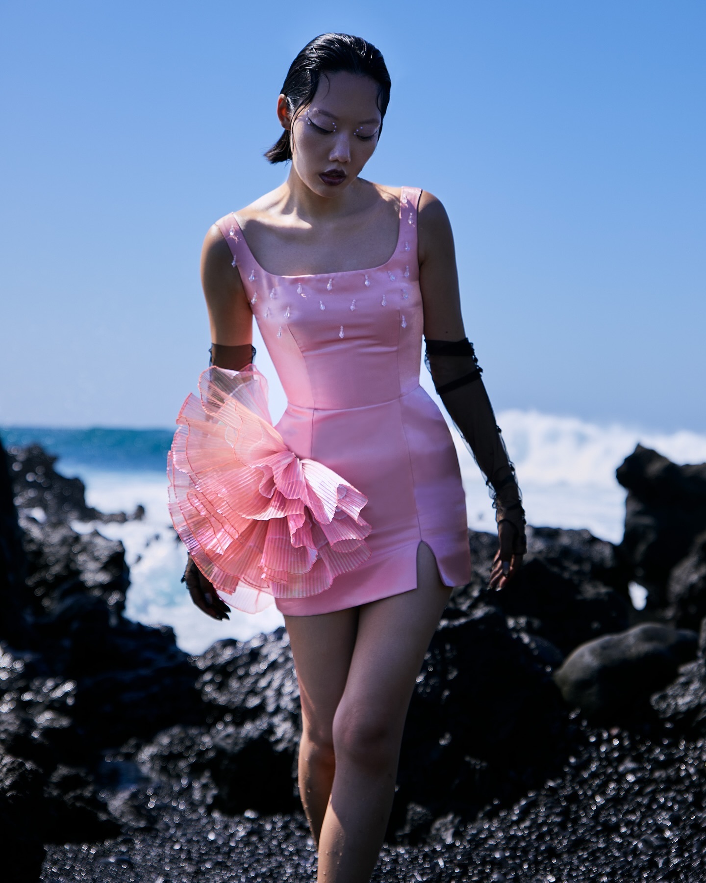 New Cute Pink Satin Mini Dress - Ruched Dress Mini 리뷰 및 가격