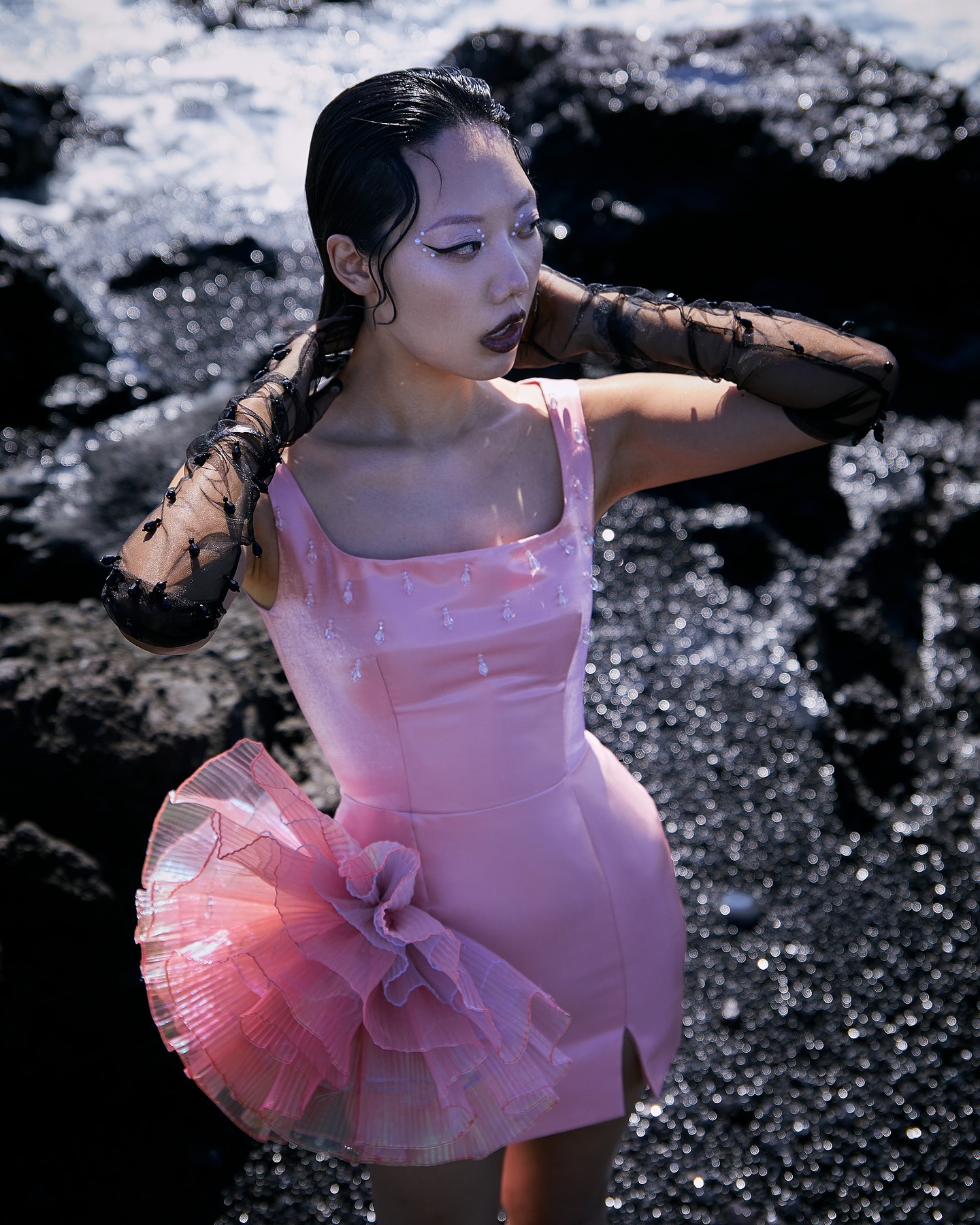 New Cute Pink Satin Mini Dress - Ruched Dress Mini 리뷰 및 가격