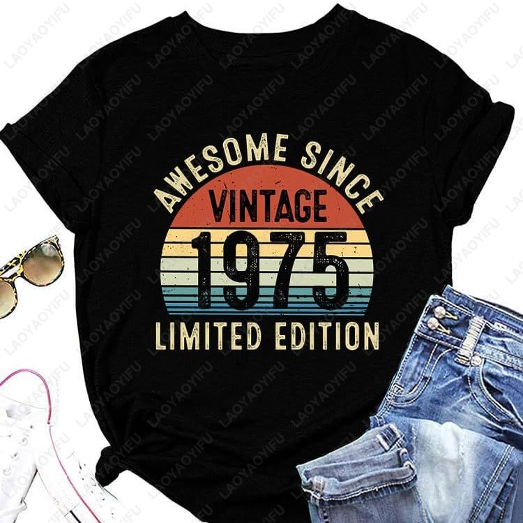 Vintage 1975 T-Shirts for Wome - Women'S Fashion Of The 70S 리뷰 및 가격