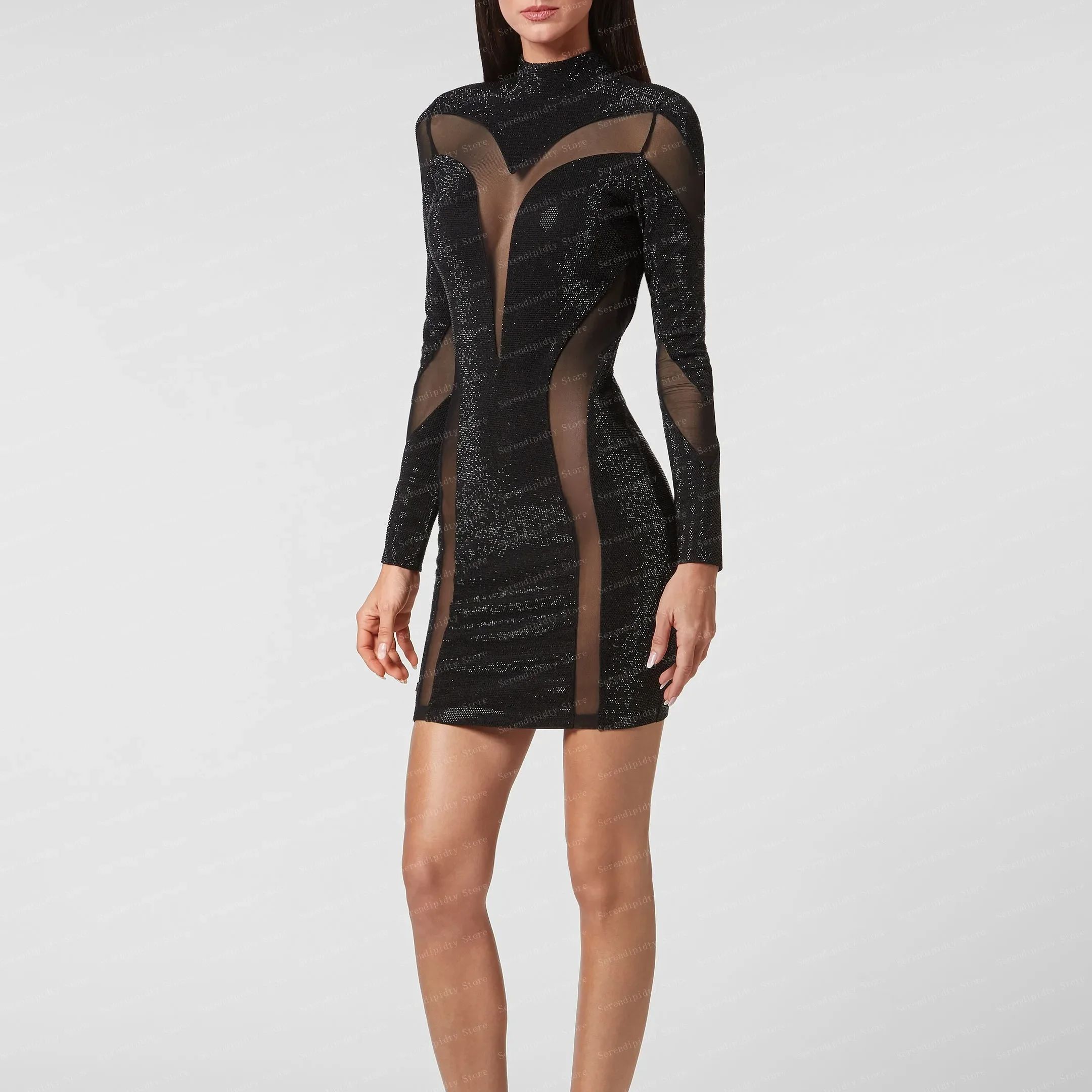 High Neck Black Satin Dress Se - Ruched Dress Mini 리뷰 및 가격