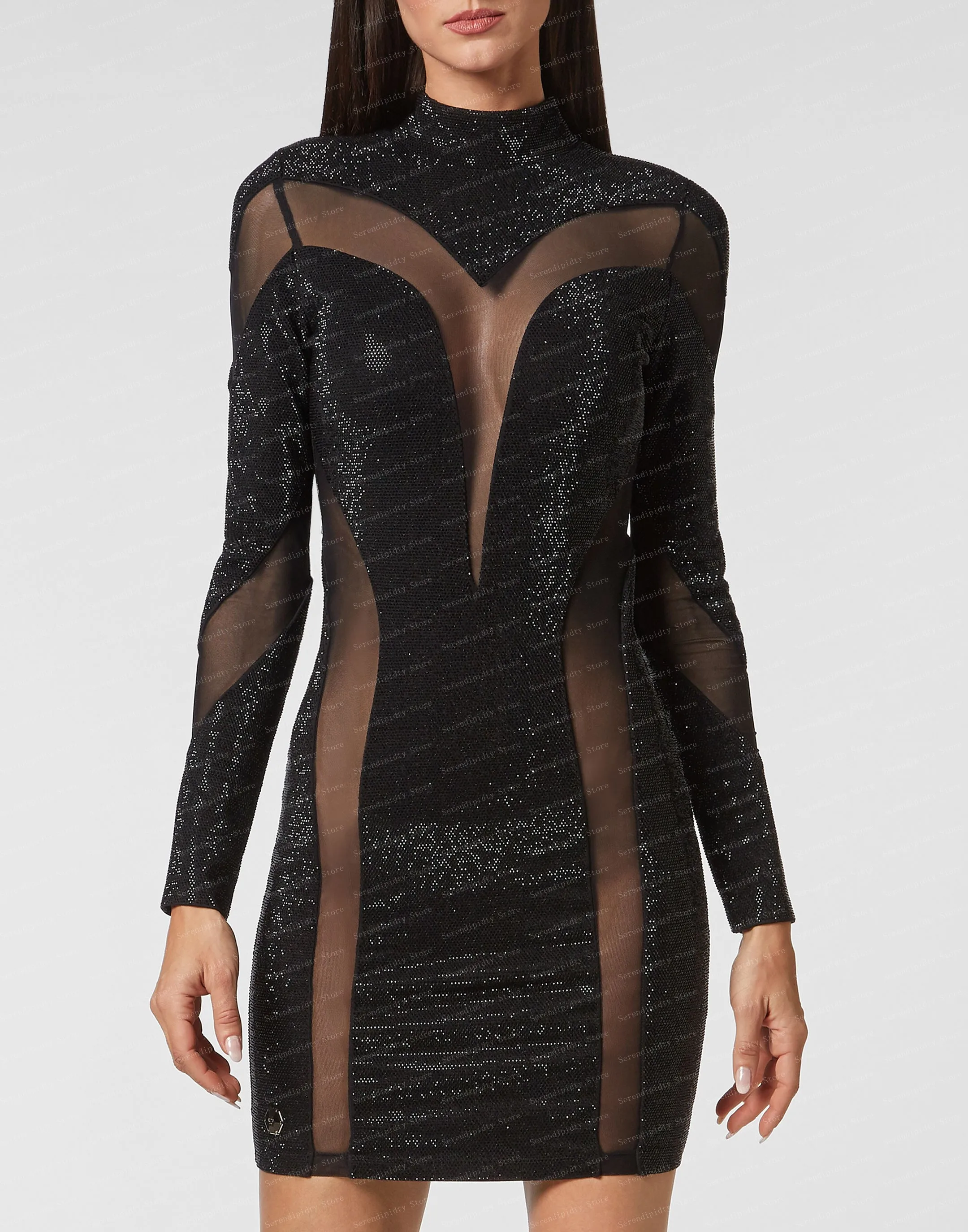 High Neck Black Satin Dress Se - Ruched Dress Mini 리뷰 및 가격