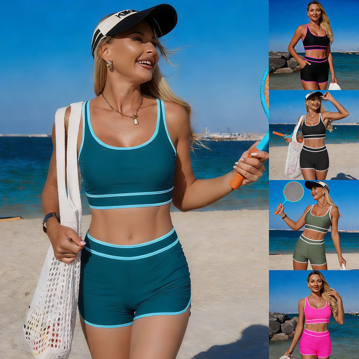 Olive Green Bikini Sleeveless  - Crop Top Women 리뷰 및 가격