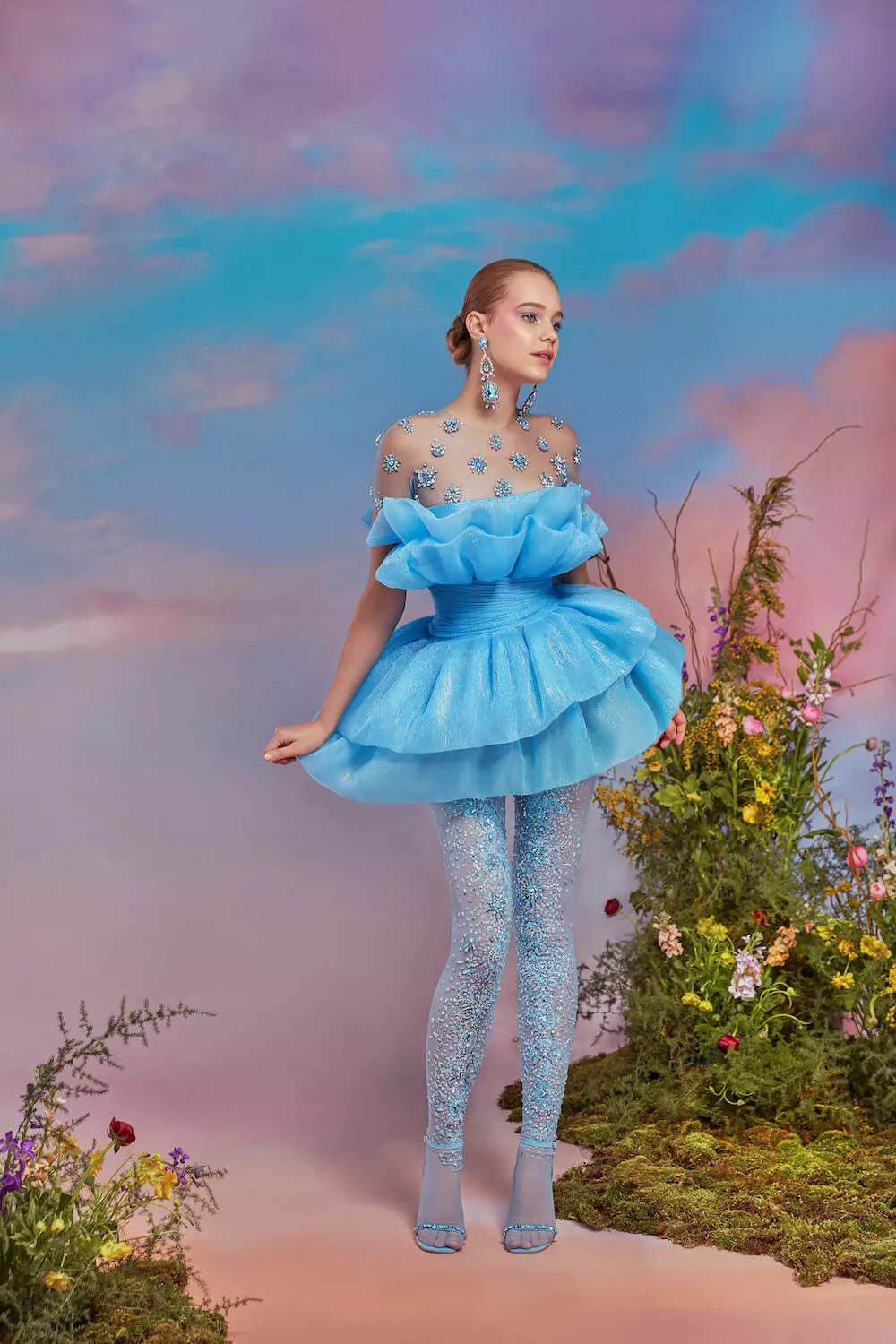 Sky Blue Fantasy Off‑Shoulder  - Ruched Dress Mini 리뷰 및 가격