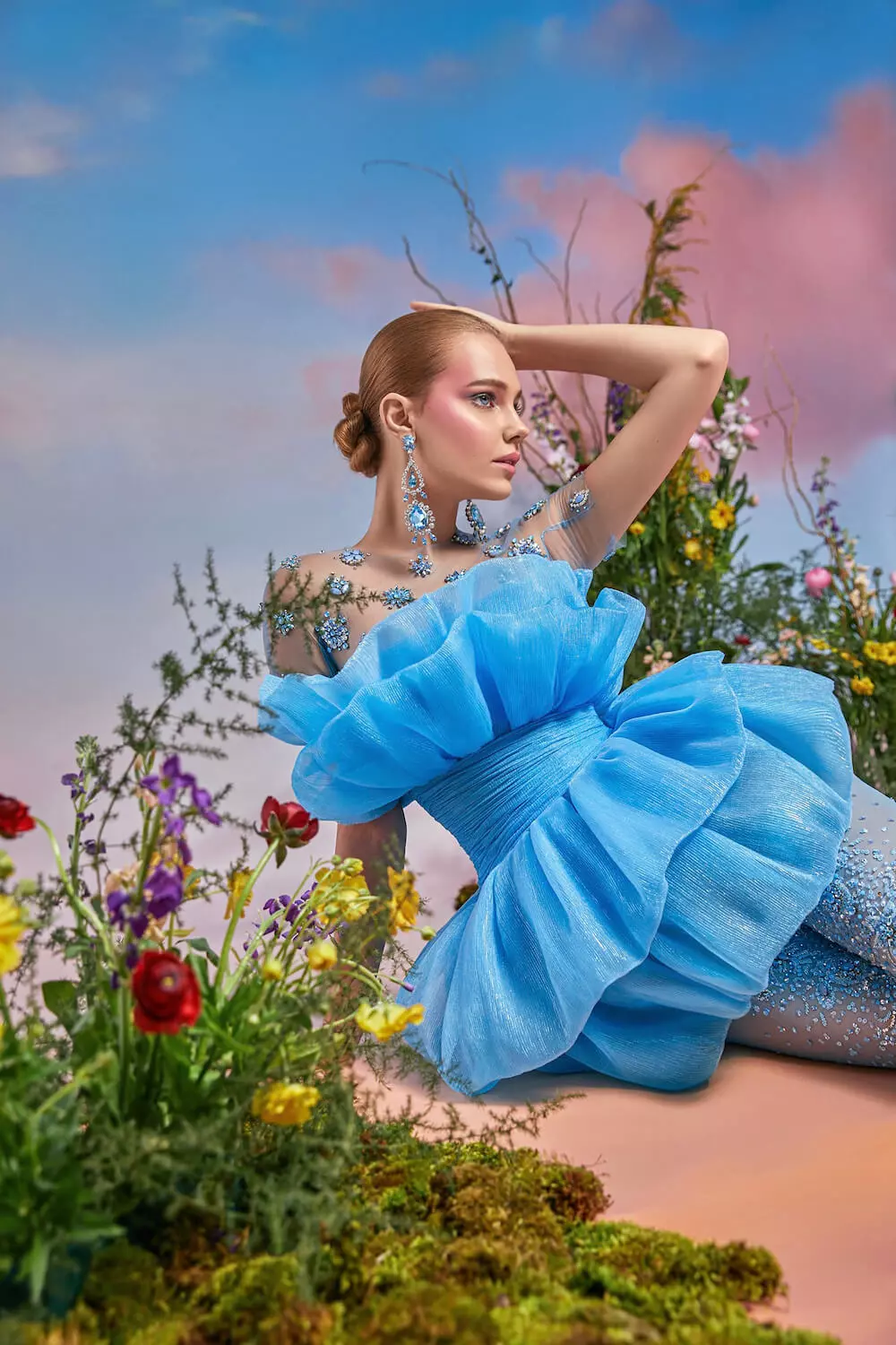 Sky Blue Fantasy Off‑Shoulder  - Ruched Dress Mini 리뷰 및 가격