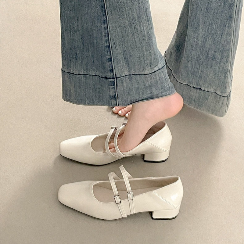 Square Toe Low Heel Women Silv - Women'S Fashion Shoes 리뷰 및 가격