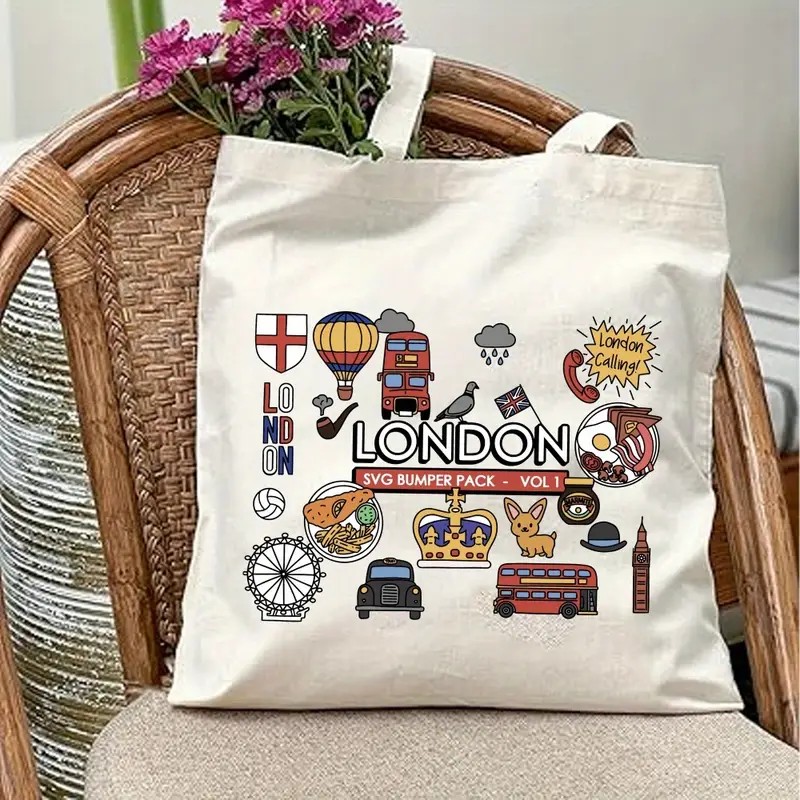 London UK Graphic Canvas Tote  - Women Fashion Uk 리뷰 및 가격