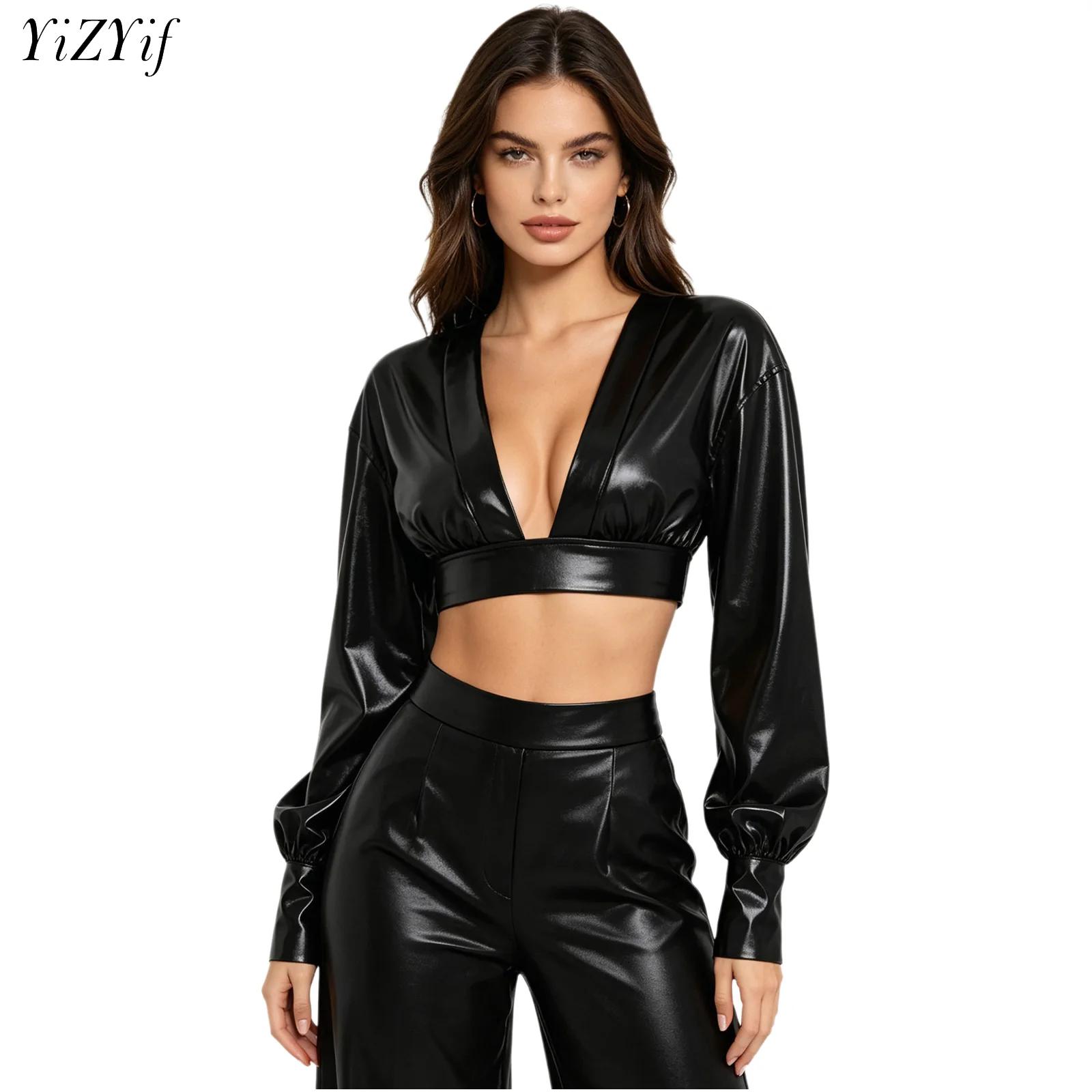 Womens Y2K Metallic Shiny Hip  - Crop Top Women 리뷰 및 가격
